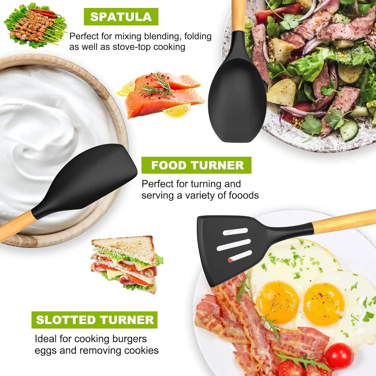 Silicone Utensil Cooking Set With Holder