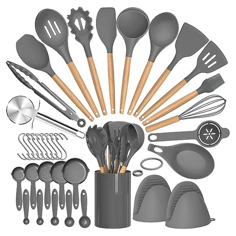 Silicone Utensil Cooking Set With Holder