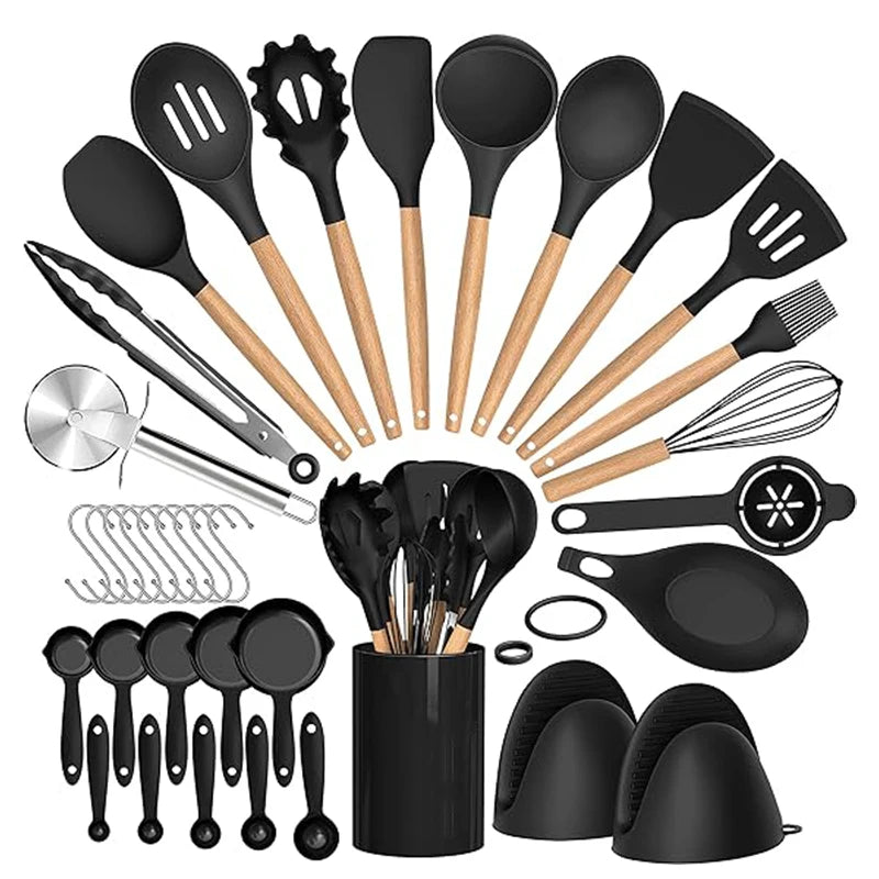 Silicone Utensil Cooking Set With Holder