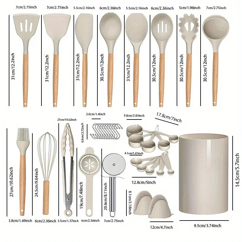 Silicone Utensil Cooking Set With Holder