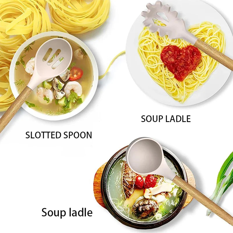 Silicone Utensil Cooking Set With Holder